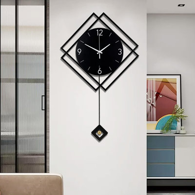 Wall Clock With Pendulum,Silent Quality Quartz Battery Operated,Modern Large Wall Clocks For Living Room Kitchen Home Bathroom Bedroom Wall Decor,16.2