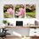 Ensemble de 3 tableaux sur toile tendue représentant des fleurs de magnolia rose et des papillons, pour la décoration du salon et de la chambre à coucher.