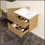 Meuble-lavabo mural Goodyo avec lavabo à vasque blanche, conception flottante, finition noyer pour salle de bain moderne