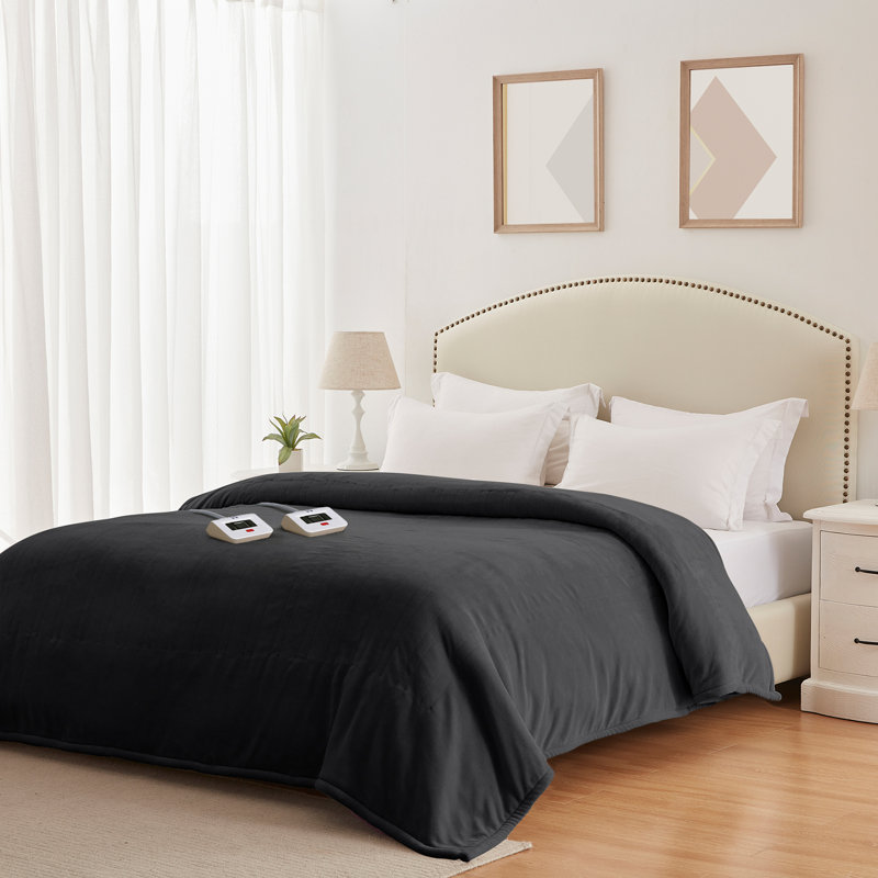 Sealy Electric Blanket, Flannel Heated Blanket, Dark Gray, King
