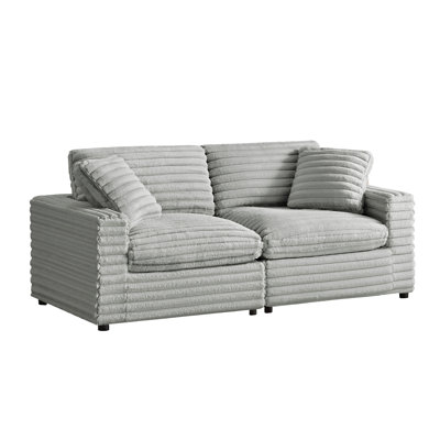 2-Piece Sofa Sectional In Plush Polyester Cord-Like Fabric