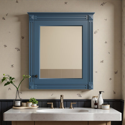Armoire de rangement de salle de bain murale 24 po x 27 po avec miroir, armoire à pharmacie avec tablette réglable en hauteur, armoire de rangement au-dessus de la toilette