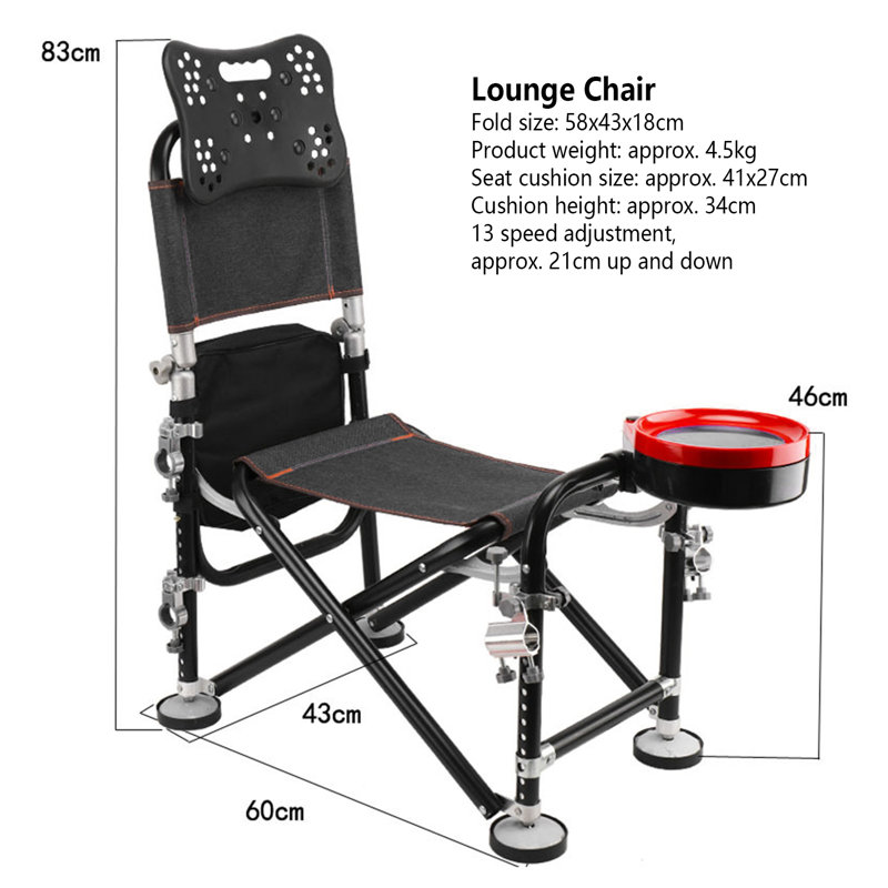 Terriek - Chaise de pêche ajustable à 21 vitesses avec support de canne à pêche
