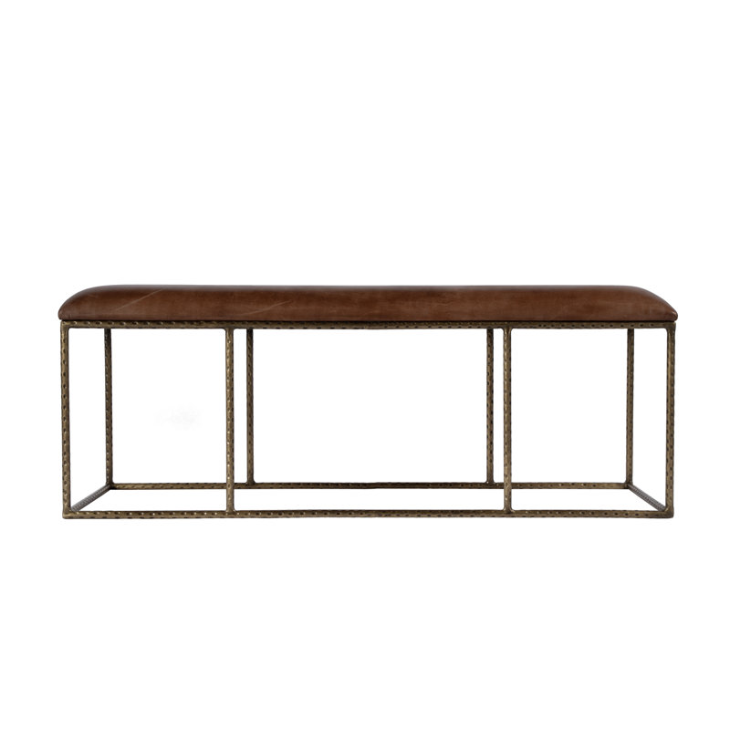 Dalee 48 in. W Leather and Iron Backless Upholstered Bench