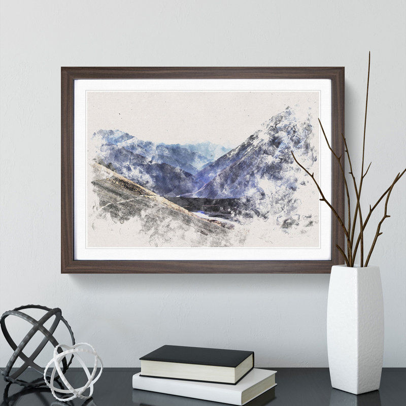 Trail in the Annapurna Circuit Nepal - Picture Frame Painting Print, Walnut Framed, 45cm H x 63cm W x 2cm D