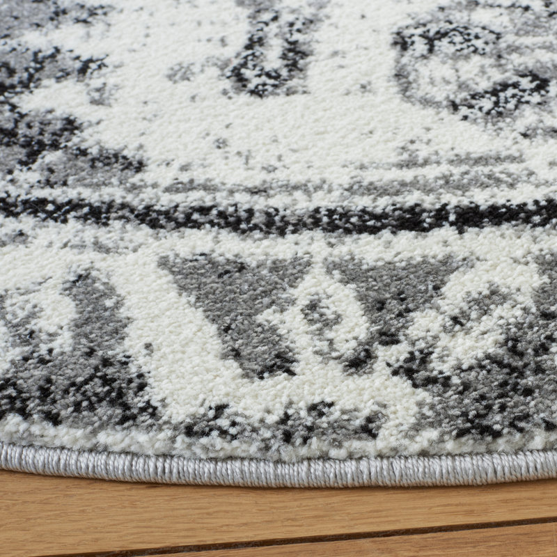 Allanton Oriental Gray/Ivory Area Rug, Square 6'7"
