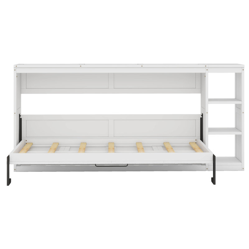  Lit escamotable avec bibliothèque Murphy, Lit simple, Blanc