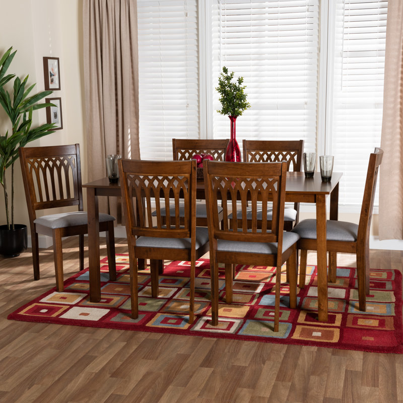 Ensemble repas pour 6 personnes Leesville, Gris, Noyer brun