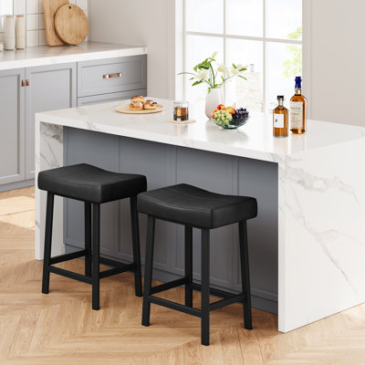 Upholstered Counter Stool with Metal Frame