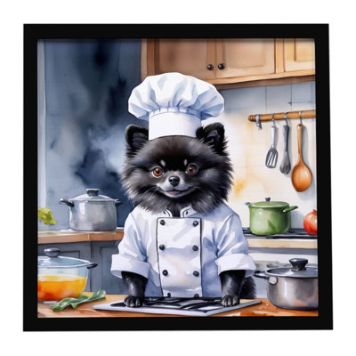 Pomeranian The Chef Framed Metal Print