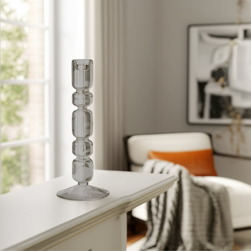 Porte-bougie Modern, Gris, H 10 po x l 4 po x P 4 po