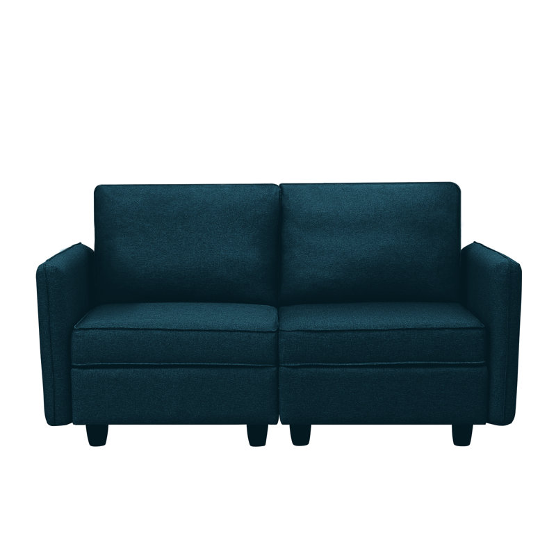 Causeuse modulaire à accoudoirs arrondis 64 po, Bleu