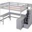 Lit mezzanine double gris avec bureau en L et espace de rangement - Maximisez votre chambre à coucher dans l'espace Solutions-729429834
