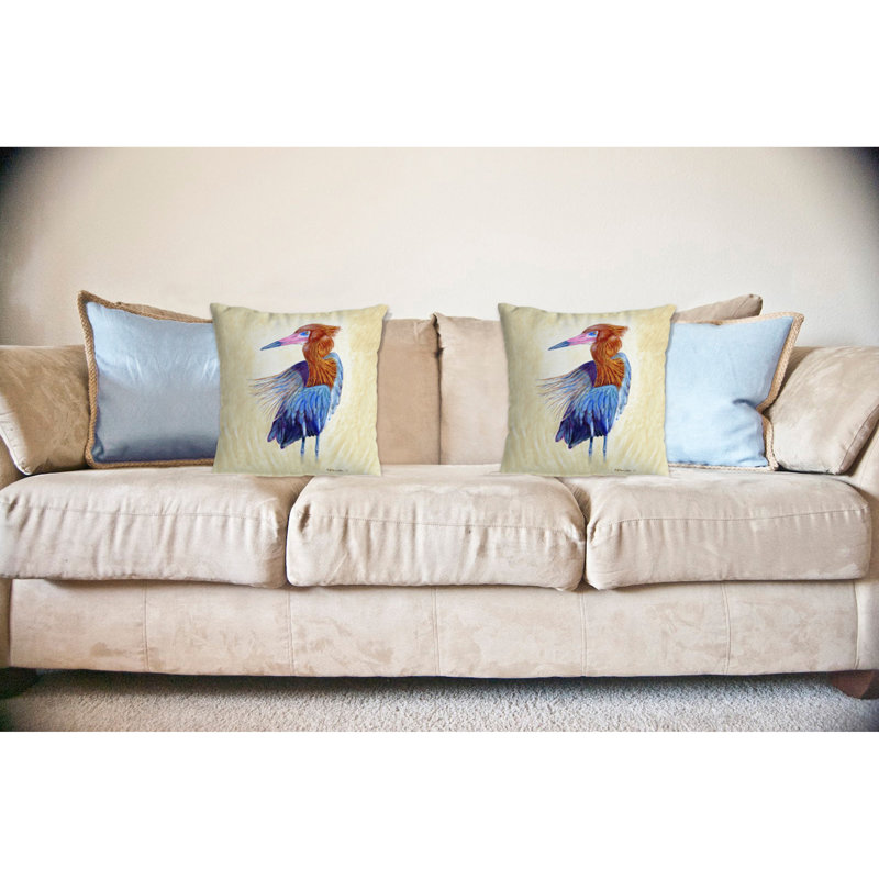  Housse et insert de coussin carré rouge Reddish Egret Portrait
