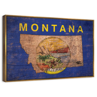 Carte de l'État sur le drapeau du Montana
