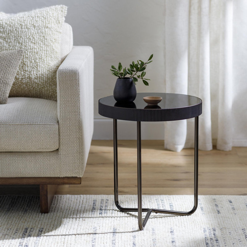 Athea Modern End Table, Metallic Nickel