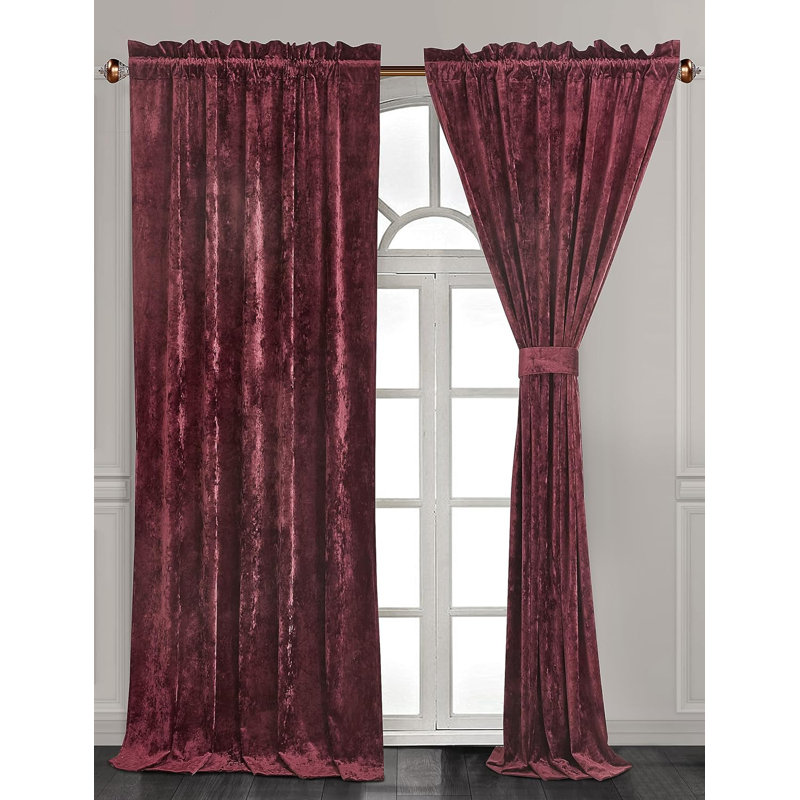 Velvet Bedding Collection Velvet Curtain, Storm Blue, 50" W x 72" L