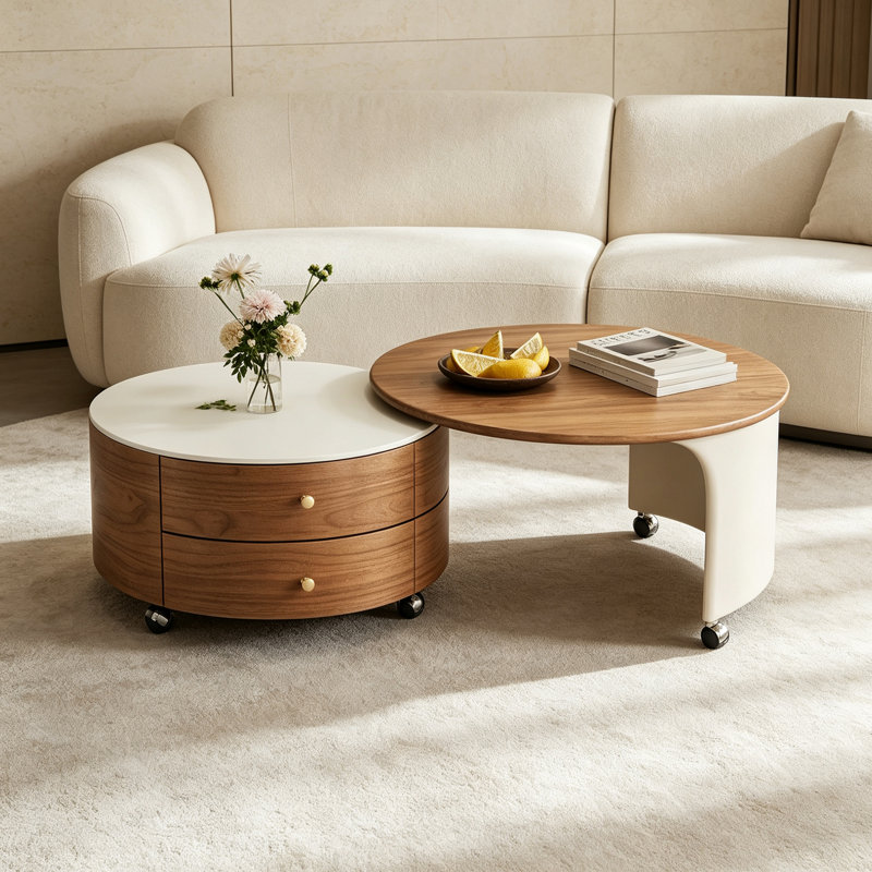 Conception de table basse à roulettes Minimalist, H 14,56 po x l 23,62 po x P 23,62 po