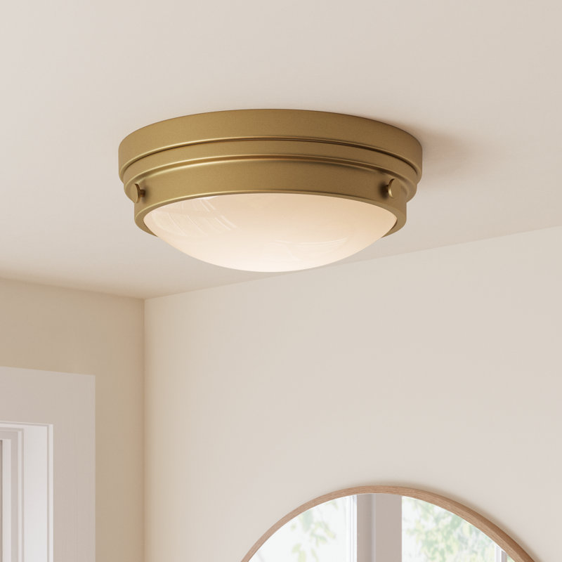 Helmsford 2 - Light 13.25" Simple Bowl Flush Mount in Warm Brass, Warm Brass