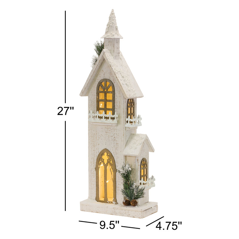 LED Lighted Winter Church Display 27"H