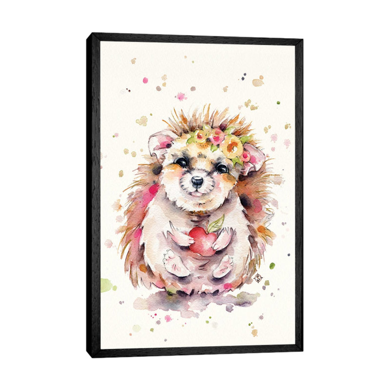 Sweet Hedgehog by Sillier Than Sally - Print on Canvas, Black Framed, 66.04 cm H x 45.72 cm W