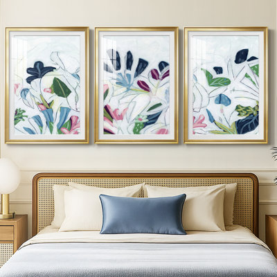 Tropical Trace III  -Custom Framed  Premium Print W Matt - 3 Pieces
