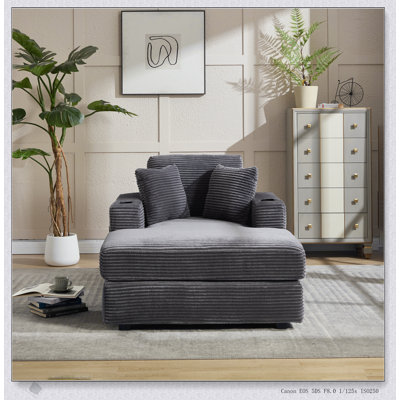 Canapé rembourré en velours côtelé avec coussins détachables et sac à magazines Corduroy