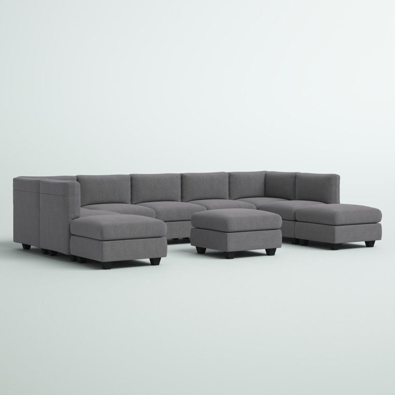 Roehl Upholstered U-Shaped Sectional Reversible, Gray 