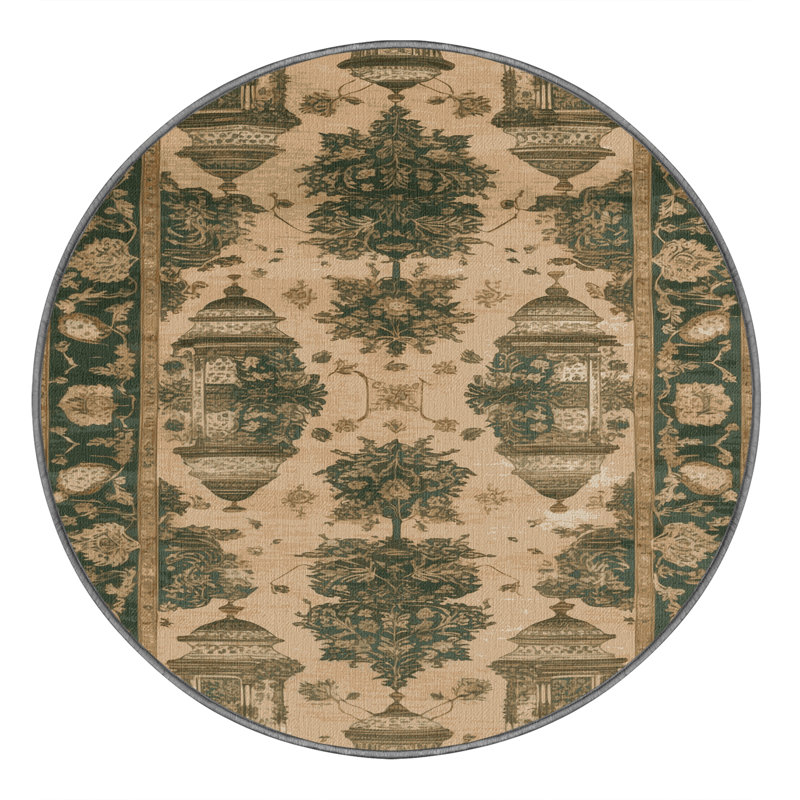 Tapis brun lavable à la machine, Rond 5 pi