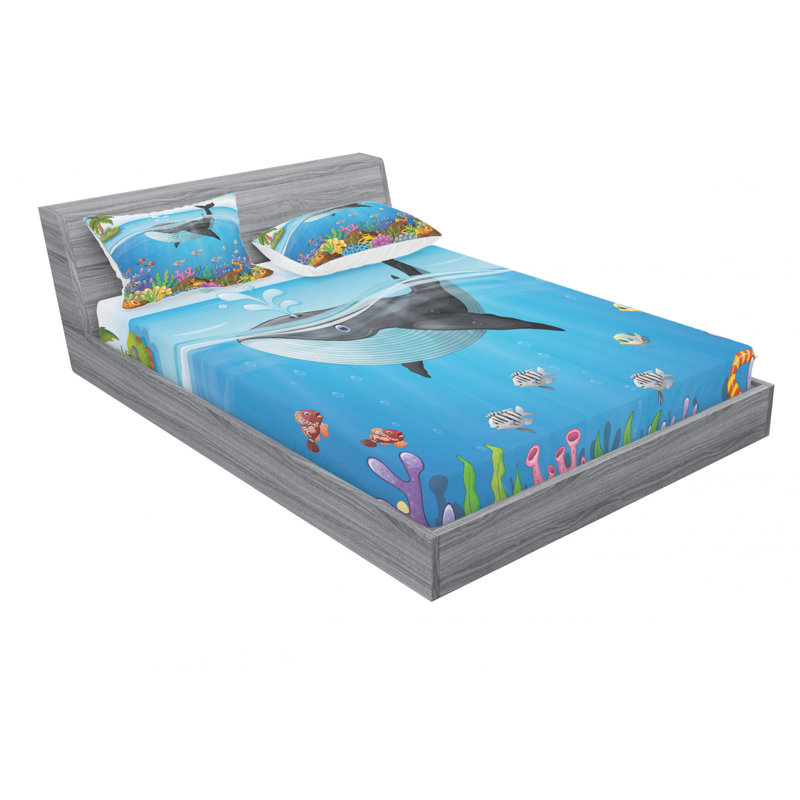 Ensemble de draps Massive Whale the Master of the Oceans, Ensemble de draps double / double avec 2 taies d'o