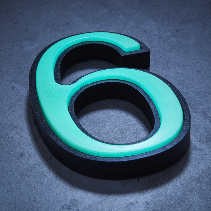 Numéro de maison à fixation en surface 6 po H, Turquoise, 6