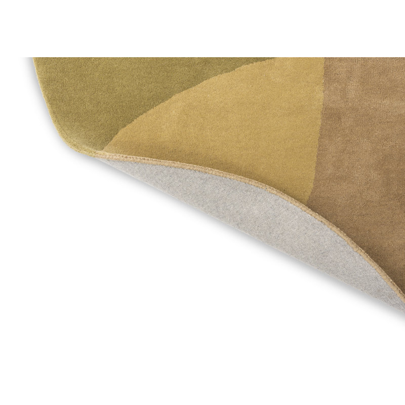 Decor Hand Tufted Wool Geometric Area Rug in Beige/Gray, Oval 6'7'' x 9'2''