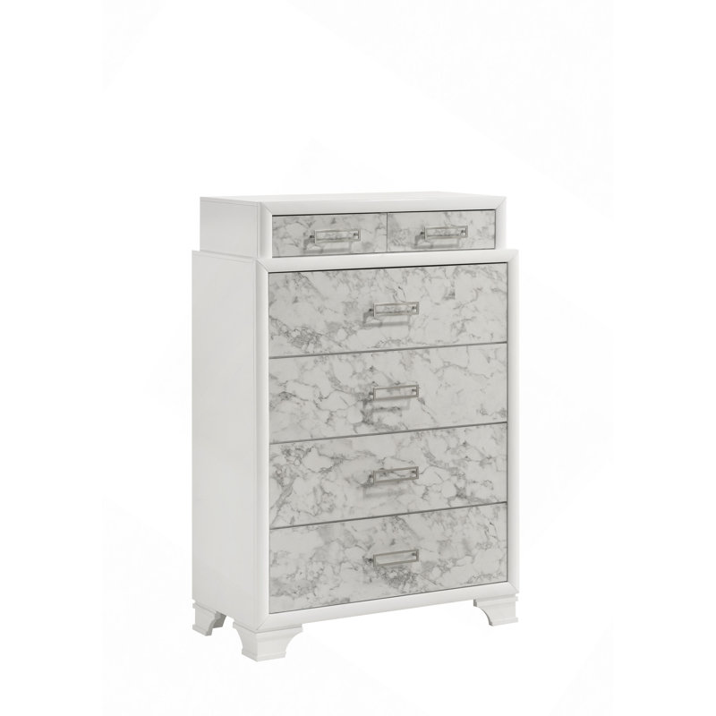 Commode à tiroirs, commode en bois de style moderne Soul en blanc