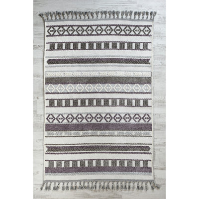 Tapis kilim en coton gris clair Quint