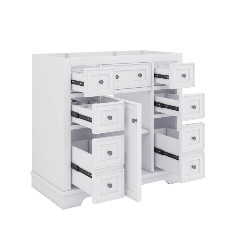 Meuble-lavabo 36 po sans lavabo 36 po avec six tiroirs, Blanc