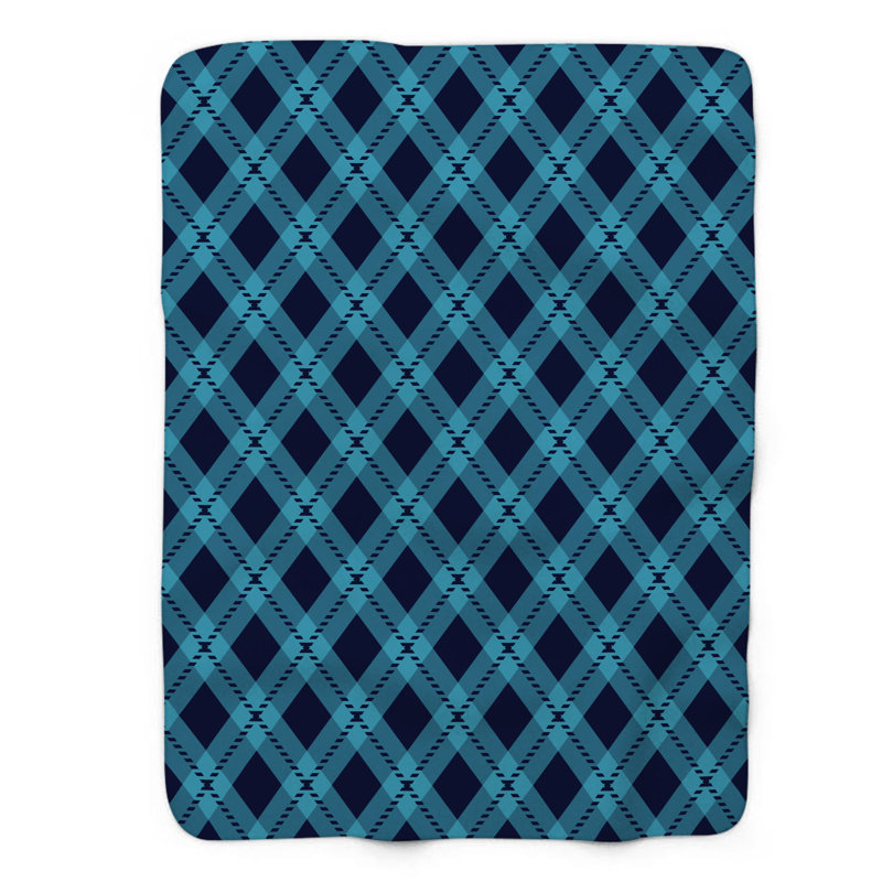 Marine à carreaux - couverture Sherpa de qualité supérieure 1 pièce, Grand lit
