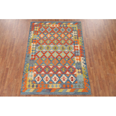 Reversible Wool Kilim Oriental Area Rug 6x8