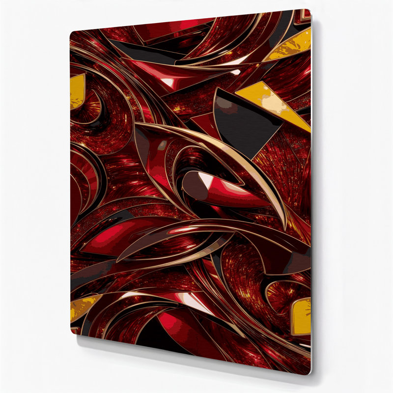 Abstrait formes 38, art mural en métal brun, H 16 po x l 20 po