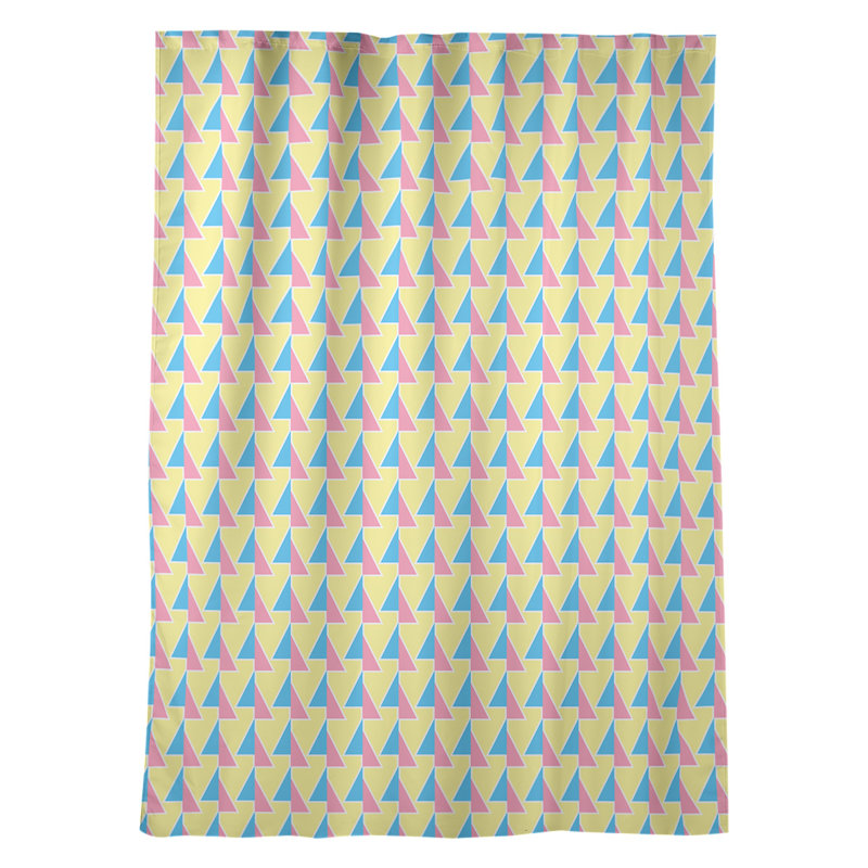 Panneau de rideau simple obscurcissant à motif géométrique avec passe-tringle déplacé, Bleu/rose