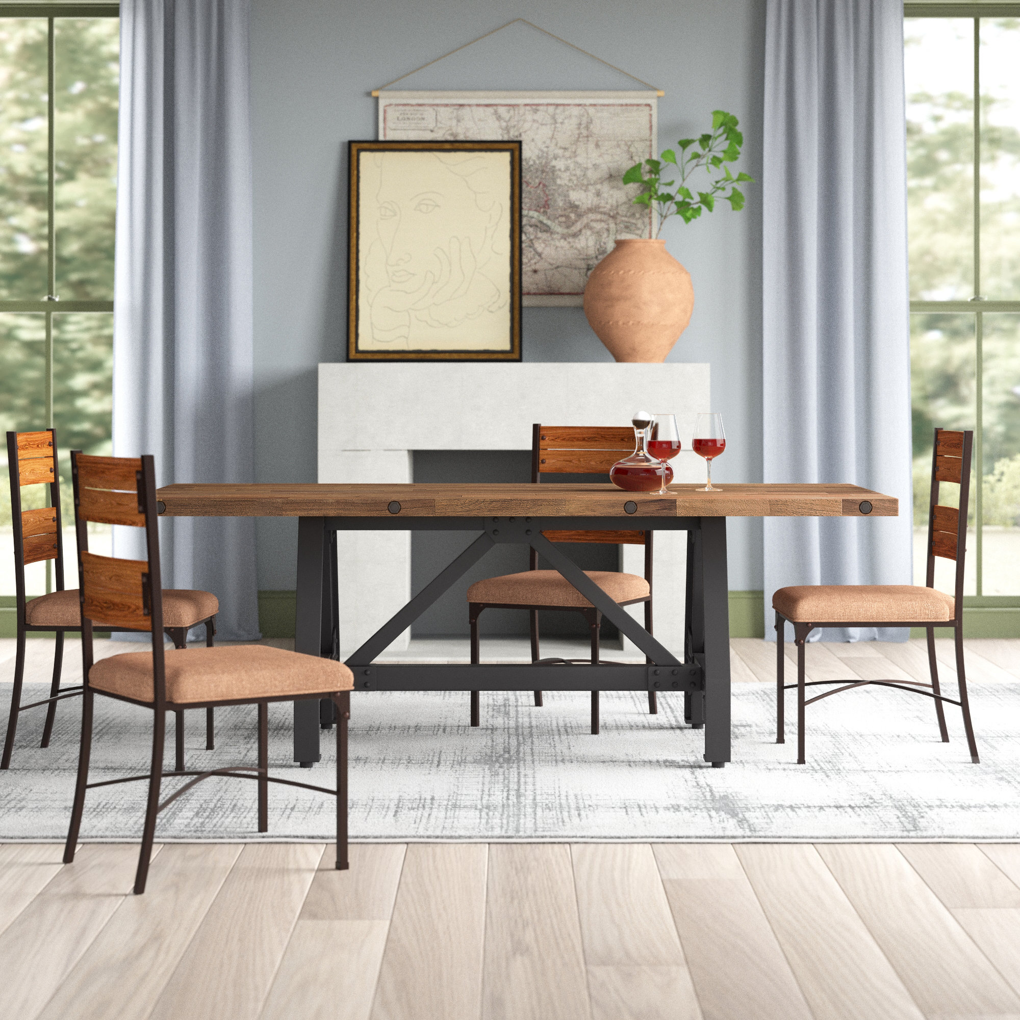 Trent Austin Design Lympsham 84'' Acacia Solid Wood Dining Table