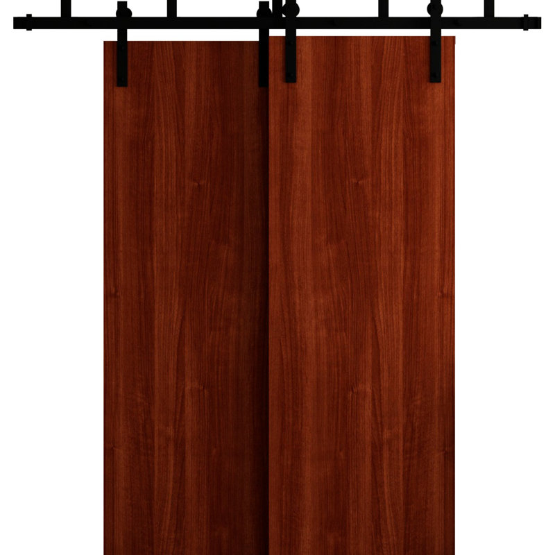 Portes de grange coulissantes pour garde-robe de grange - ESSENTIEL 8001 - Ensemble de quincaillerie de rails modernes de 6,6 pi - Portes de garde-robe de chambre en bois massif