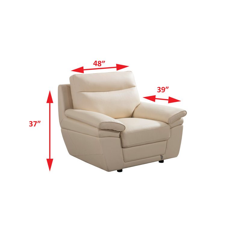 Fauteuil large Navya de 121,92 cm, Similicuir crème