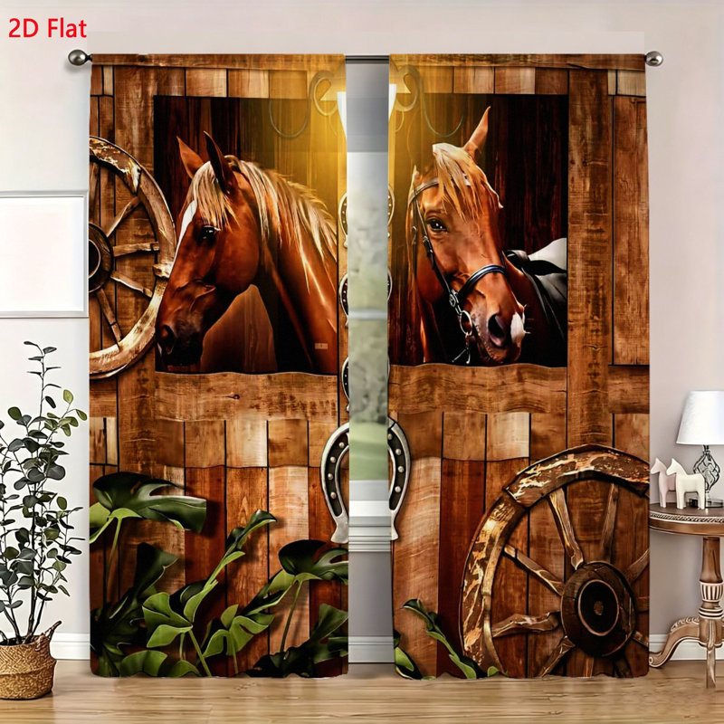Ensemble de 2 rideaux de fenêtre rustiques de style champêtre Western, L 30 po x H 65 po x P 2 po