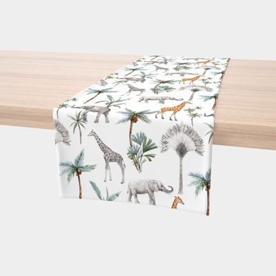 Table Runner, 100% Cotton, 16X108", Tropical Jungle