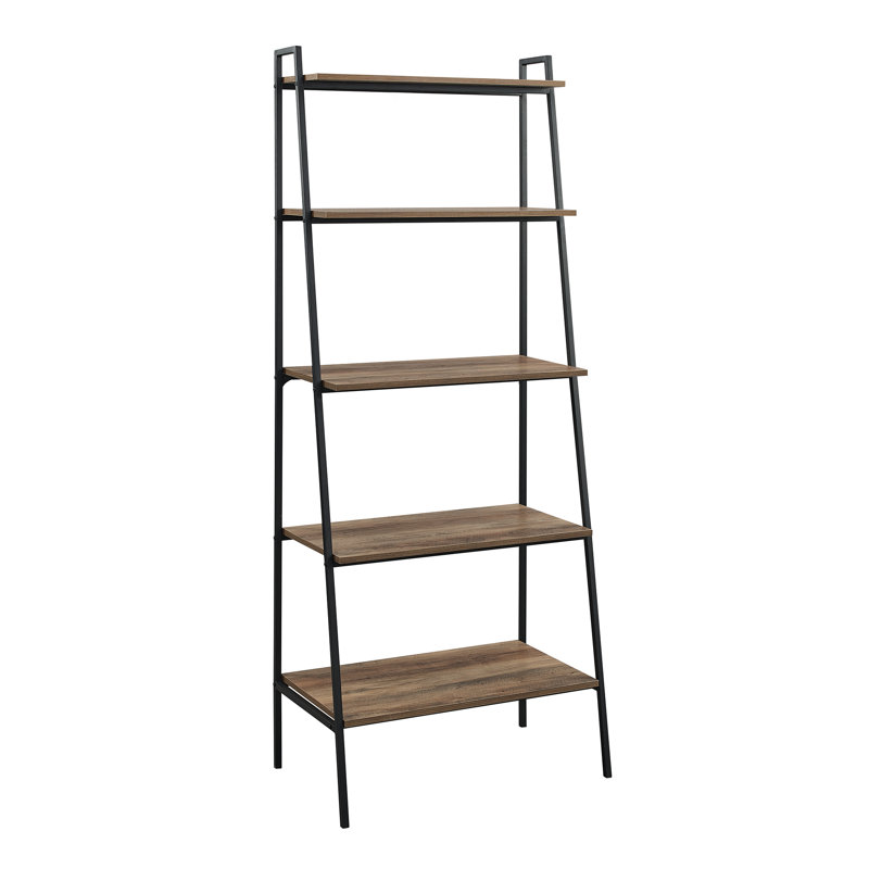 Little Italy Metal Ladder Bookcase, Rustic Oak