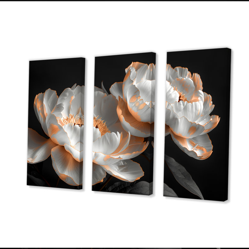 Rumbaugh - ensemble d'art mural pivoines, Toile tendue, H 32 po x l 48 po x P 1 po