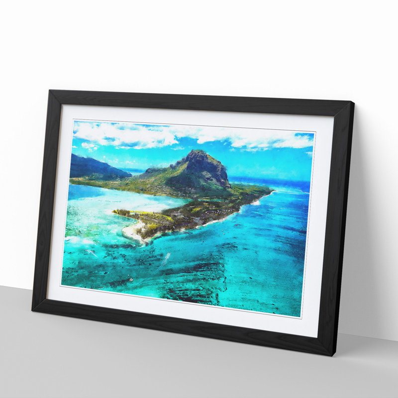 View of Mauritius - Picture Frame Graphic Art, 36cm H x 48cm W x 2cm D, Black