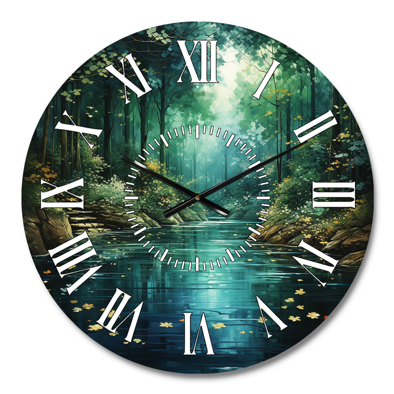 Horloge murale Forest Emerald Canopy River, Médium