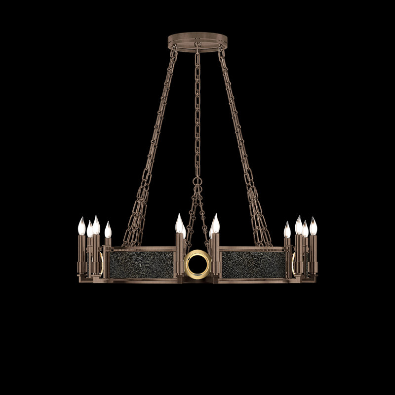 Lustre rond l 35,75 po Mirage, Chevalier noir / bronze / laiton