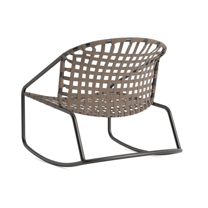 Kantan Outdoor Lounge Chair, Textured Pewter/Mica Suncloth Lace